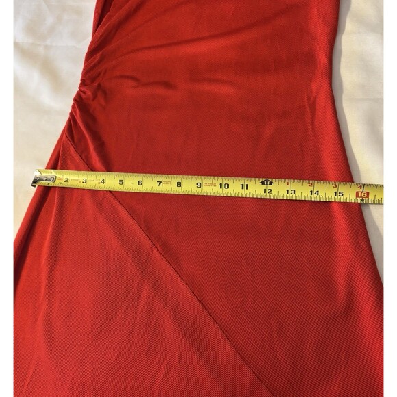 DIANE VON FURSTENBERG Red Ruched Side Sheath Midi Dress XS/S Knit Party Holiday - Picture 10 of 11